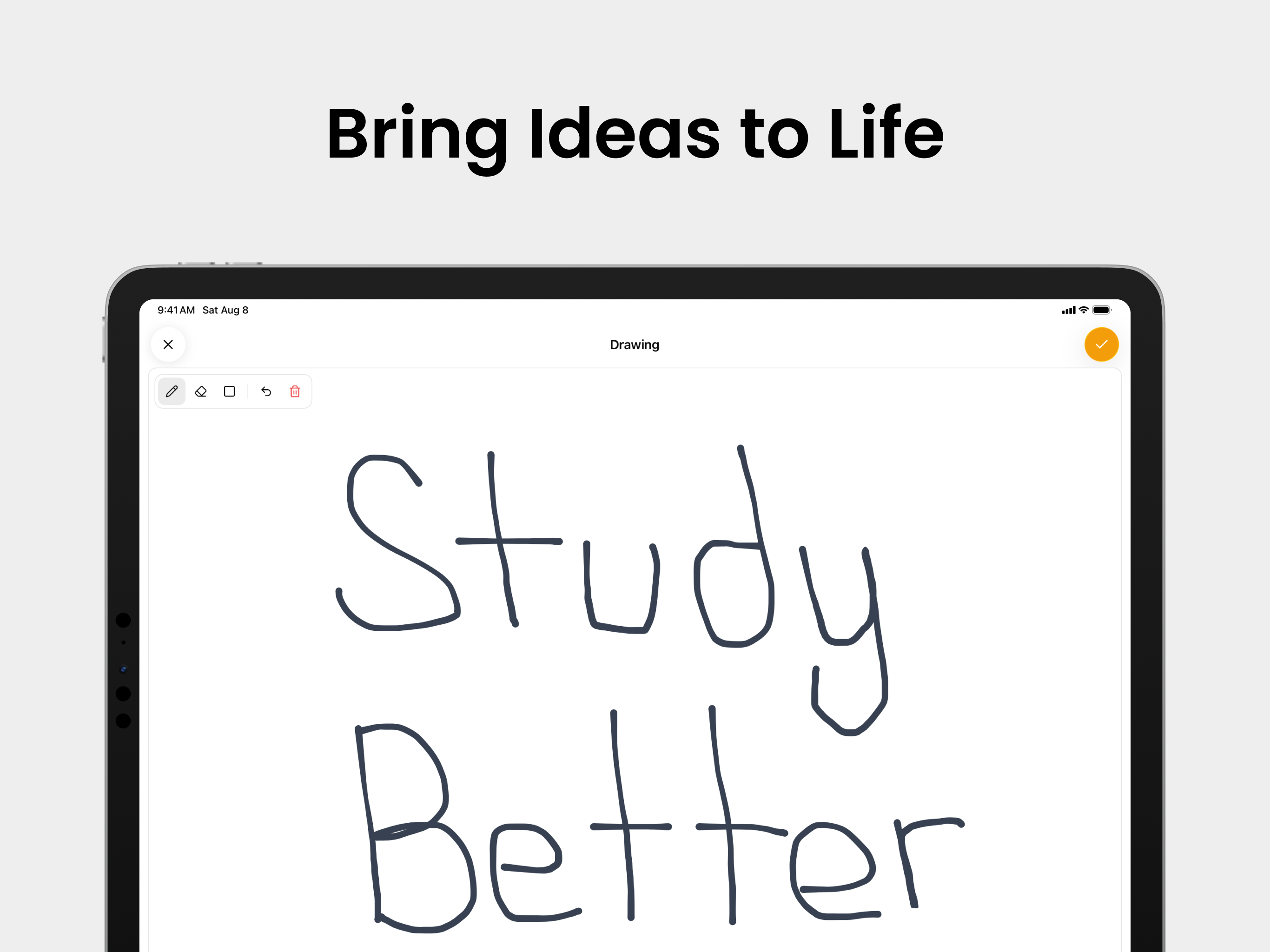 Handwriting and sketching on the drawing canvas